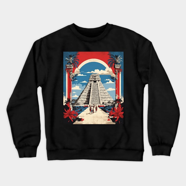 Chichen Itza Mexico Vintage Poster Tourism Crewneck Sweatshirt by TravelersGems